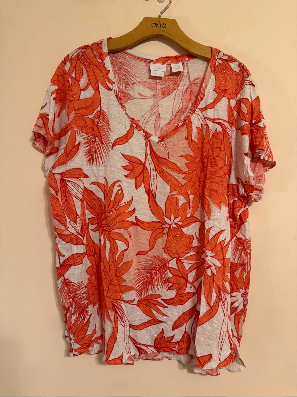 Linen Orange Floral Top